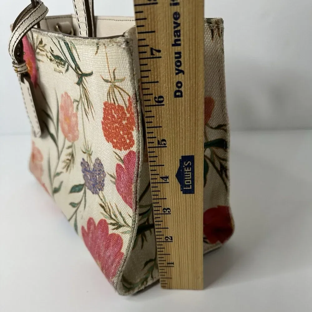 Kate Spade Thompson Street Sam Bag Floral Print Linen Crossbody‎ Purse Satchel